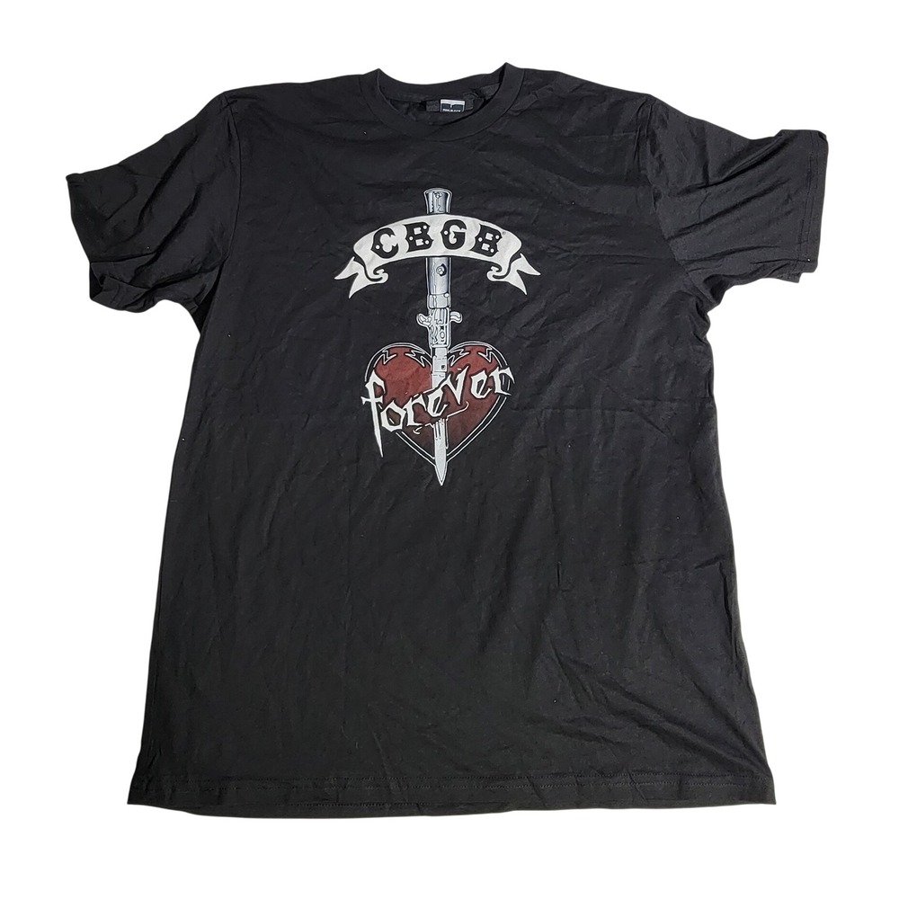 CBGB Forever Dagger Heart Graphic T-Shirt Black Mens Large Made in USA Est 1973